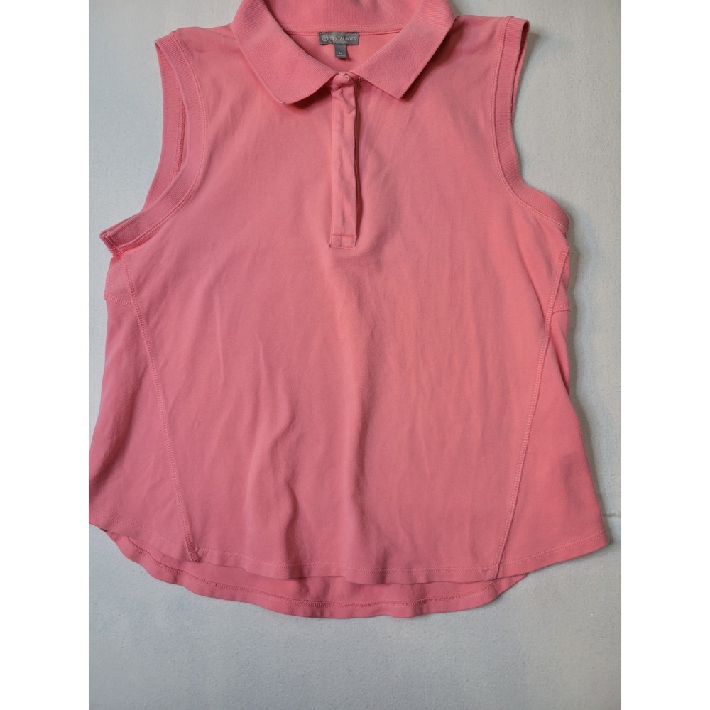 T by Talbots Womens Pink Sleeveless Polo Shirt Size M  Knit Activewear Top 2514